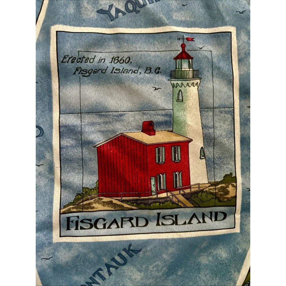 VTG Daisy Kingdom Lighthouse Cape Cod Nautical Blue Coastal Shower Curtain